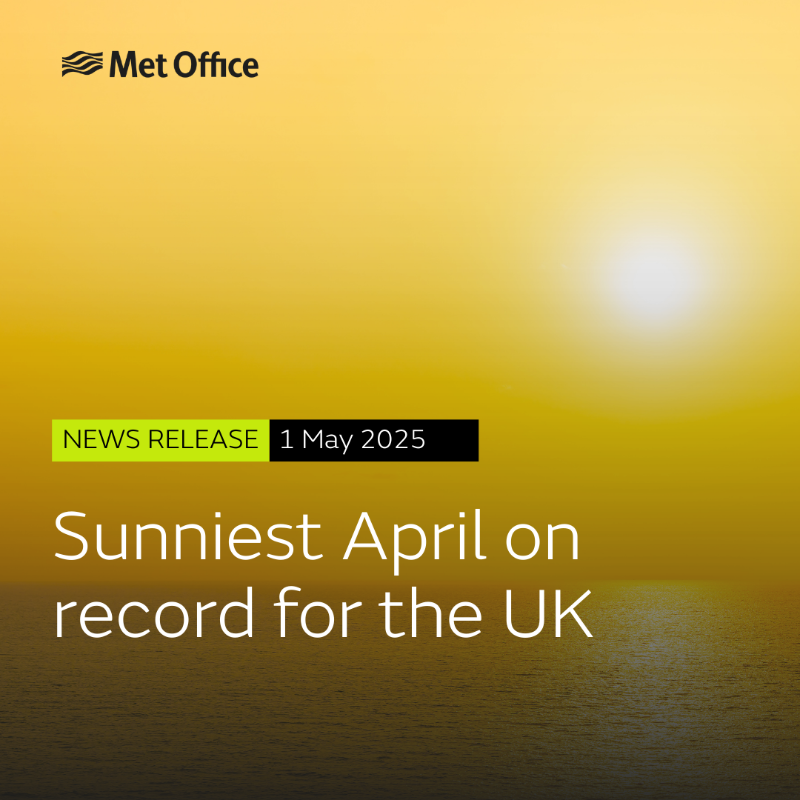 metoffice's tweet photo. ☀️ It’s been the sunniest April for the UK since records began in 1910 ☀️ 

Read the full, provisional Met Office statistics for April and spring so far 👇