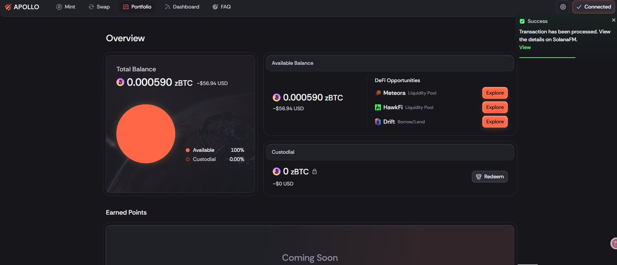 Wanro's tweet image. 将你的BTC从主网跨链到sol上并且享受高回报的收益以及各种空投福利，让我们一起进入 ApolloByZeus的世界

@ApolloByZeus