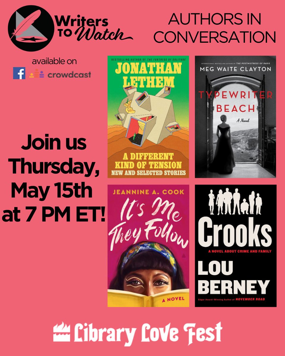 Our May episode of Writers to Watch is almost here! Tune in on Thursday, May 15th at 7 PM ET to hear from this stellar line up of authors about their forthcoming books. 🌟

🔗 RSVP on FB: bit.ly/4kWiuPL 
🔗 Register on CC: bit.ly/41LkkMe