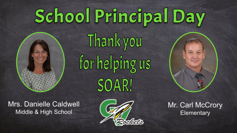 You can't have an award-winning district without amazing leaders! Thank you to Mrs. Caldwell and Mr. McCrory for all you do to help us #SOAR!