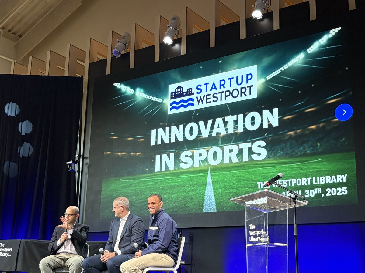Seth Rubinroit (@srubinroit) on Twitter photo “Innovation in Sports” panel last night at <a href="/WestportLibrary/">Westport Library</a> with <a href="/NBCSports/">NBC Sports</a> President <a href="/rickcordella/">Rick Cordella</a> and <a href="/nyrr/">New York Road Runners</a> CEO <a href="/RobSimmelkjaer/">Rob Simmelkjaer</a>, hosted by <a href="/AndrewMarchand/">Andrew Marchand</a> “Innovation in Sports” panel last night at <a href="/WestportLibrary/">Westport Library</a> with <a href="/NBCSports/">NBC Sports</a> President <a href="/rickcordella/">Rick Cordella</a> and <a href="/nyrr/">New York Road Runners</a> CEO <a href="/RobSimmelkjaer/">Rob Simmelkjaer</a>, hosted by <a href="/AndrewMarchand/">Andrew Marchand</a>