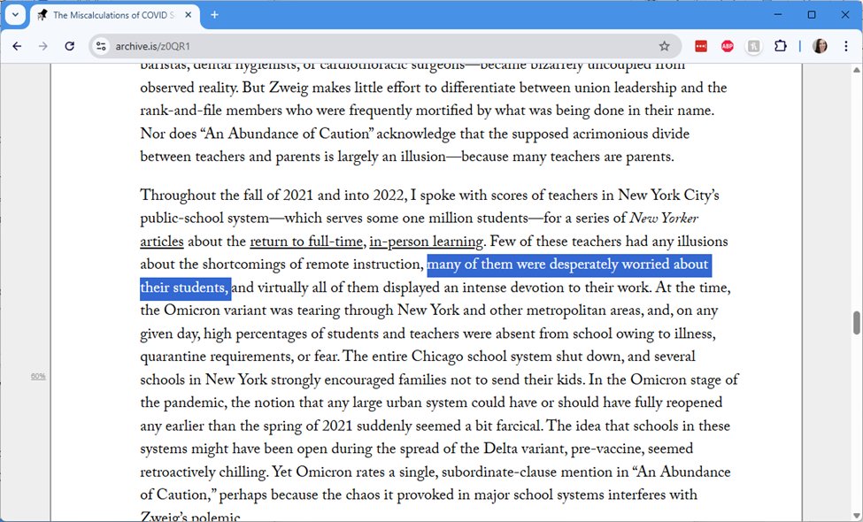 Their emotions do NOTHING to alleviate the harm done to kids by the closures of &gt;1 year.
Likely Zweig’s book doesn’t talk about their “worry” because their “worry” DOES NOT REDUCE HARM.
