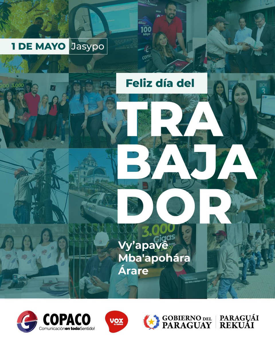voxpy's tweet image. Hoy homenajeamos a quienes con dedicación, compromiso y profesionalismo impulsan al desarrollo y progreso de nuestro Pais 🇵🇾
¡Feliz día del trabajador!