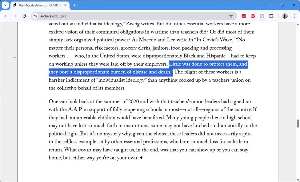Ah yes, the good old, “Other people suffered even more than you, so STFU.”
Well, teachers still taught in London during the blitz, so is that cause for American teachers to STFU about Covid??! No.