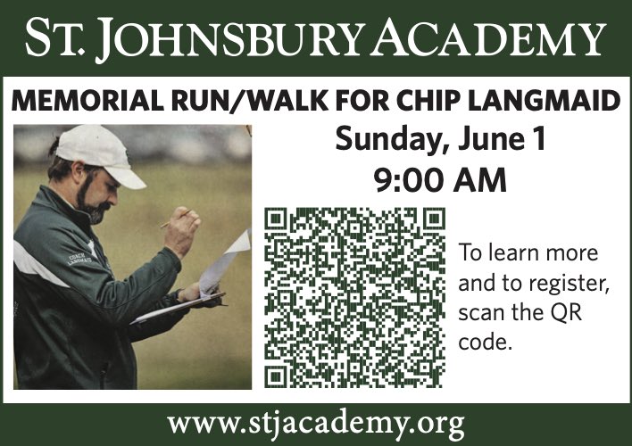 Register now for the inaugural Memorial Run/Walk for Chip. Proceeds will be allocated to the renovation and dedication of the Indoor Track Facility in Chip’s honor. <a href="/USTrackFieldFDN/">USATF Foundation</a> <a href="/vpasports/">VPA Sports</a> <a href="/bfp_news/">BurlingtonFreePress</a> <a href="/Calrecord/">The Caledonian-Record</a> <a href="/BeniAsh12/">Michael Beniash</a> <a href="/aabrami5/">Alex Abrami</a> <a href="/WCAX_Jack/">Jack Fitzsimmons</a> <a href="/JackMainTV/">Jack Main</a> <a href="/802Timing/">802 Timing</a>