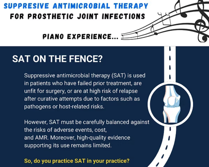 Helmi Sulaiman (@edenhelmi) on Twitter photo Do you prescribe suppressive antibiotic therapy (SAT) for PJI?
In which patients do you think SAT is most appropriate?
Does SAT really work?
Read our recent paper highlight on MAMSIG
antibiotic-ninja.com/paper-highlight
<a href="/SinHui91/">Sin Hui</a> <a href="/dr_aishah_wahid/">Nur Aishah Ab. Wahid</a> <a href="/SazaliBasri/">Sazali Basri</a> <a href="/hiujian23/">chj 23</a> Do you prescribe suppressive antibiotic therapy (SAT) for PJI?
In which patients do you think SAT is most appropriate?
Does SAT really work?
Read our recent paper highlight on MAMSIG
antibiotic-ninja.com/paper-highlight
<a href="/SinHui91/">Sin Hui</a> <a href="/dr_aishah_wahid/">Nur Aishah Ab. Wahid</a> <a href="/SazaliBasri/">Sazali Basri</a> <a href="/hiujian23/">chj 23</a>