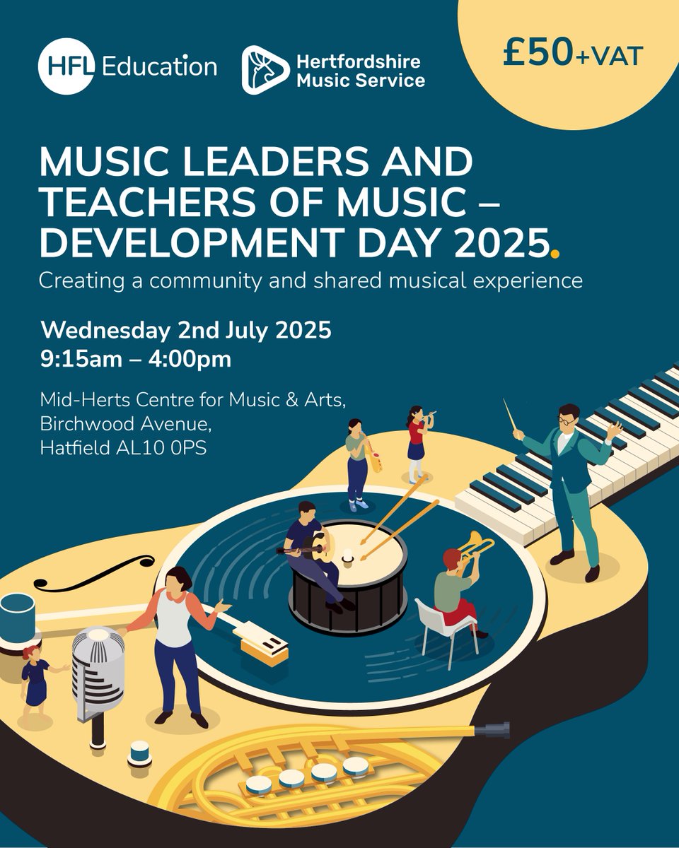 Back by popular demand! 

We’re delighted to be partnering with Hertfordshire Music Service to offer music leaders and teachers the opportunity to enhance their skills in composition. 

Crafted to address identified priorities for both primary and secondary schools, you don’t