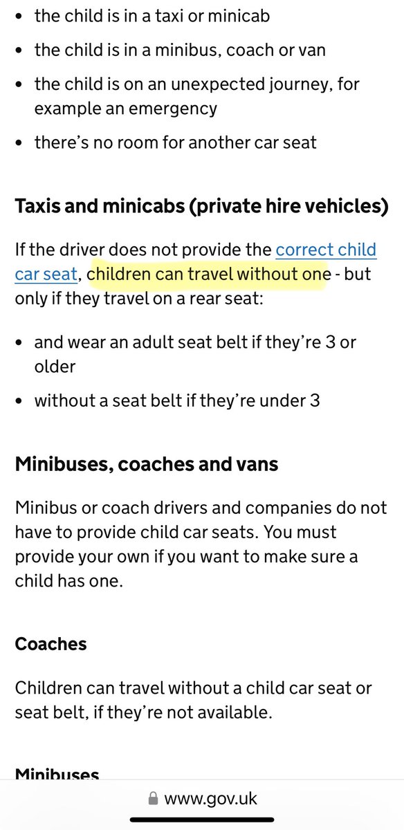 let_part's tweet image. Not often that I’m shocked.
But today I discovered mini-cab vehicles don’t require child seats for toddlers.
Help me understand how - unlike in the same model of car - a toddler won’t be propelled through the windscreen during a crash, or why that still does not matter in 2025