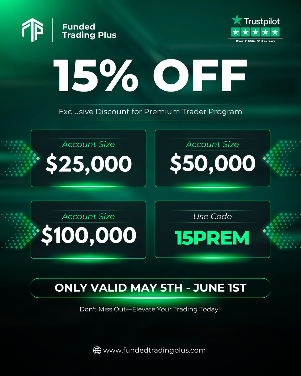 Premium Just Got Better — Save 15% Today!

For a limited time, get 15% off select Premium Trader Programs! 💸

Use code 15PREM at fundedtradingplus.com

The Premium Trader Program is built for traders who want higher drawdown limits and smaller simulated profit targets.