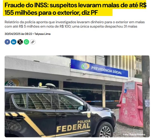 Ana Paula Henkel (@anapaulavolei) on Twitter photo Acabei de ouvir em um programa de TV da velha imprensa (mas pode chamar de assessoria de imprensa do PT/STF):
“A polêmica do INSS...”
Polêmica. 🤔 
Não conseguem dizer “MAIS UM ESCÂNDALO, MAIS UM ESQUEMA DE ROUBO E FRAUDE DO GOVERNO DO PT.”
O amor voltou. E as malas também. Acabei de ouvir em um programa de TV da velha imprensa (mas pode chamar de assessoria de imprensa do PT/STF):
“A polêmica do INSS...”
Polêmica. 🤔 
Não conseguem dizer “MAIS UM ESCÂNDALO, MAIS UM ESQUEMA DE ROUBO E FRAUDE DO GOVERNO DO PT.”
O amor voltou. E as malas também.