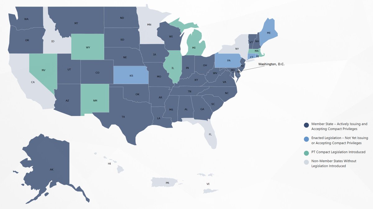 On Thursday, May 1, Alaska became the 34th active compact jurisdiction and is currently issuing and accepting compact privileges! Learn more here: ow.ly/hakh50V9tKW #PTcompact