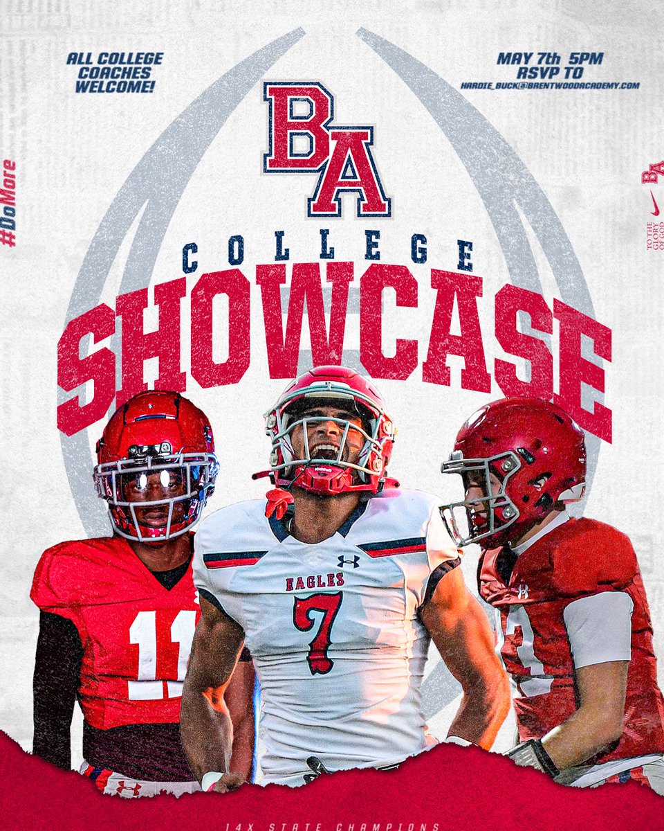 Eagles Sports Broadcast Network (@esbn_ba) on Twitter photo All college coaches are welcome! Be sure to email Hardie Buck (hardie_buck@brentwoodacademy.com) to let us know you’re coming. #BAFamily #DoMore All college coaches are welcome! Be sure to email Hardie Buck (hardie_buck@brentwoodacademy.com) to let us know you’re coming. #BAFamily #DoMore