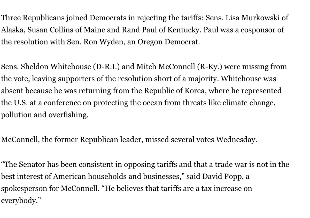 RichardHanania's tweet photo. 49 Republicans voted against stopping Trump's tariffs. Credit to Collins, Murkowski, and Paul.

Is Paul likely to lose his seat for this? If not, why are the rest such cowards? Is Paul just taking a risk because he has more integrity? If nothing happens to him we have to wonder. https://t.co/dGA4RcEszC