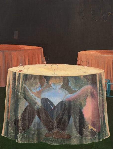 Award-winning artist, Tim Millen, is our Artist of the Month for May 2025.

Conference - Oil on canvas (2020)

Conference is part of the Arts Council of Northern Ireland art collection. This was one of the first of a series of figurative paintings made early in 2020, at the