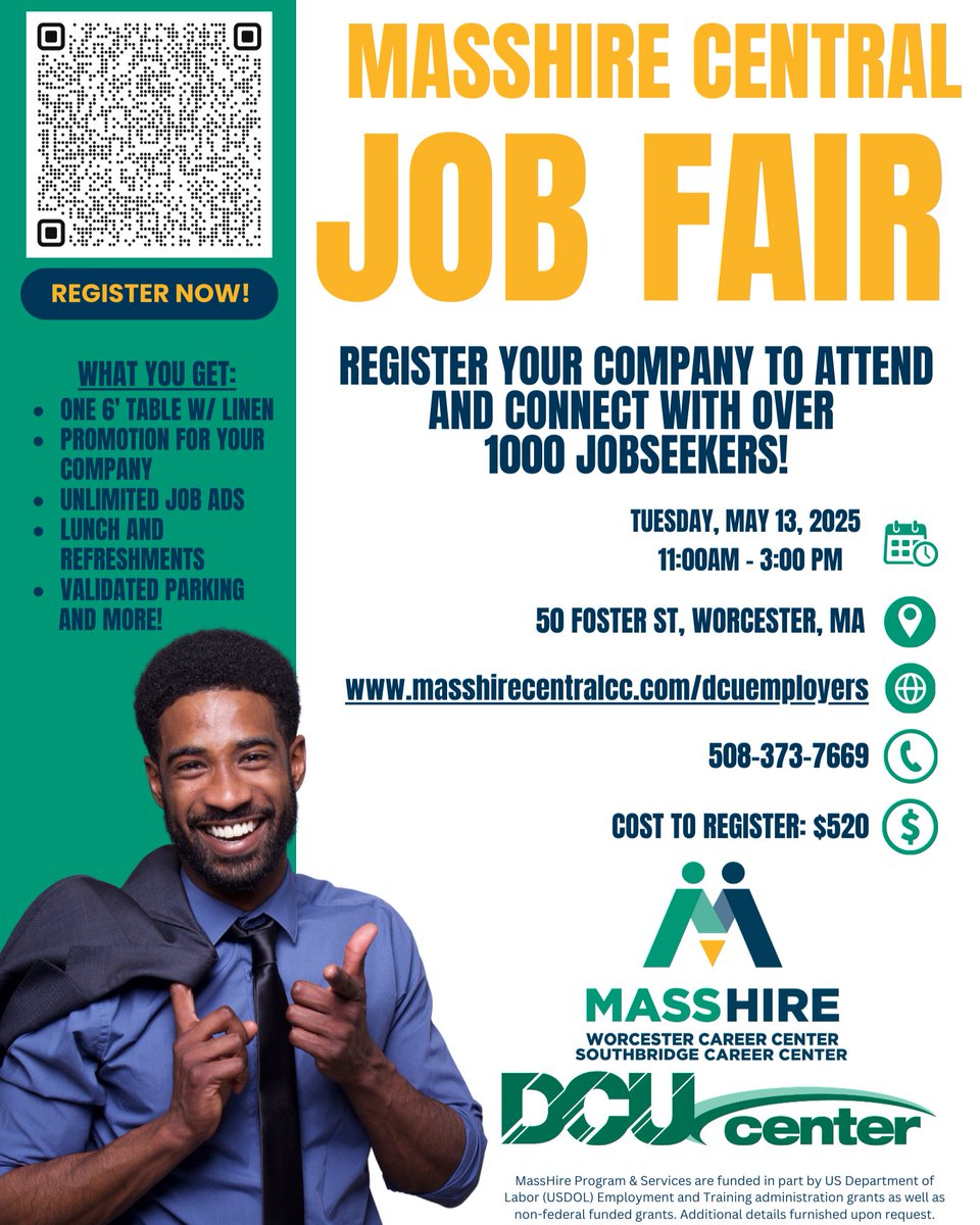 City of Worcester (@tweetworcester) on Twitter photo Employers and jobseekers have an opportunity to connect at the MassHire Central Job Fair! 💼
Join the largest job fair in Central Mass Tuesday, May 13 from 11 a.m. - 3 p.m. at the <a href="/DCUCenter/">DCU Center</a>. Register today!
Jobseekers: masshirecentralcc.com/dcufair
Employers: masshirecentralcc.com/dcuemployers Employers and jobseekers have an opportunity to connect at the MassHire Central Job Fair! 💼
Join the largest job fair in Central Mass Tuesday, May 13 from 11 a.m. - 3 p.m. at the <a href="/DCUCenter/">DCU Center</a>. Register today!
Jobseekers: masshirecentralcc.com/dcufair
Employers: masshirecentralcc.com/dcuemployers