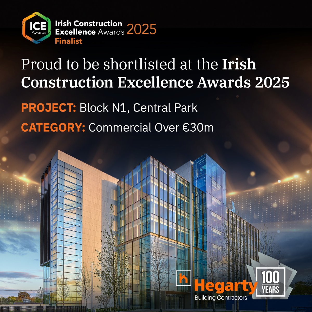 PJ Hegarty & Sons (@pjhegartysons) on Twitter photo We are excited to be a finalist at tonightâs <a href="/theICEAwards/">ICE Awards</a> ! Itâs an honour to be nominated in the Commercial Over âŹ30 Million category for Block N1 Central Park.
#PJHegarty #PJHegarty100 #BuildingPartnerships #ICEAwards #ConstructionExcellence We are excited to be a finalist at tonightâs <a href="/theICEAwards/">ICE Awards</a> ! Itâs an honour to be nominated in the Commercial Over âŹ30 Million category for Block N1 Central Park.
#PJHegarty #PJHegarty100 #BuildingPartnerships #ICEAwards #ConstructionExcellence