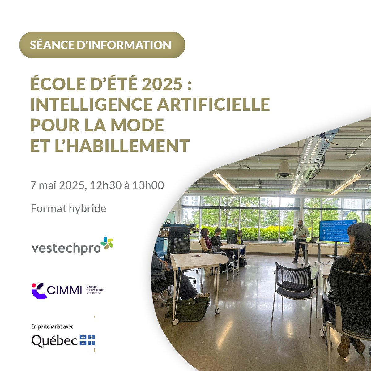 💡 Séance d’information : Participez à notre séance d'information sur l'édition 2025 de notre École d'été qui sera dédiée à l’intelligence artificielle (IA) pour la mode et l’habillement : eventbrite.ca/e/seance-dinfo…