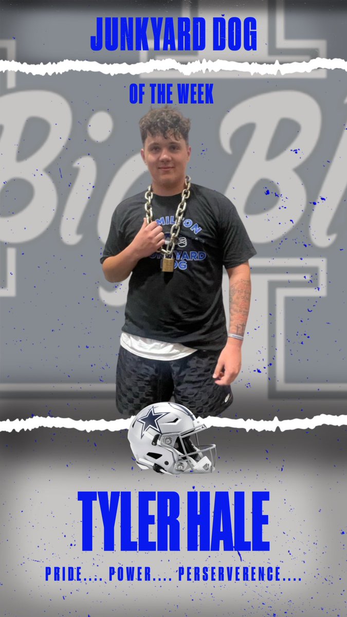 Congratulations Tyler!  You are killing it every day in the weight room!  Very deserving of Junkyard Dog of the Week!

#GoBigBlue 
#Waterloo 
#Comevisittheschwarm