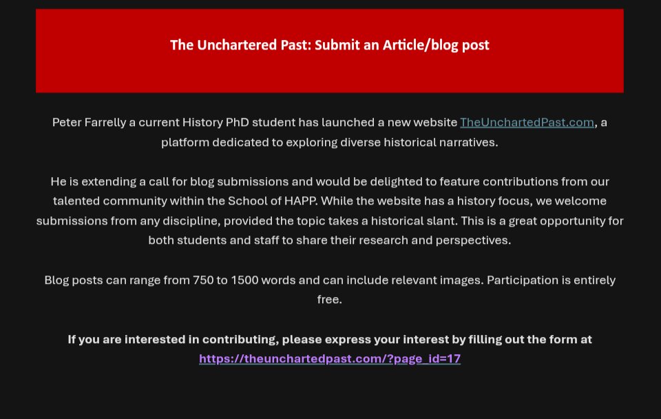 TheUnchartedPast (@theunchartedpas) on Twitter photo Massive thanks to <a href="/HAPPatQUB/">HAPP at Queen's</a> for including me and my website in their recent research bulletin. I'm absolutely delighted and feel privileged. Thanks so much. If anyone wants to submit a blog, just follow the details or just let me know ❤️ <a href="/QUBelfast/">Queen's University Belfast 🎓</a> #phdlife Massive thanks to <a href="/HAPPatQUB/">HAPP at Queen's</a> for including me and my website in their recent research bulletin. I'm absolutely delighted and feel privileged. Thanks so much. If anyone wants to submit a blog, just follow the details or just let me know ❤️ <a href="/QUBelfast/">Queen's University Belfast 🎓</a> #phdlife