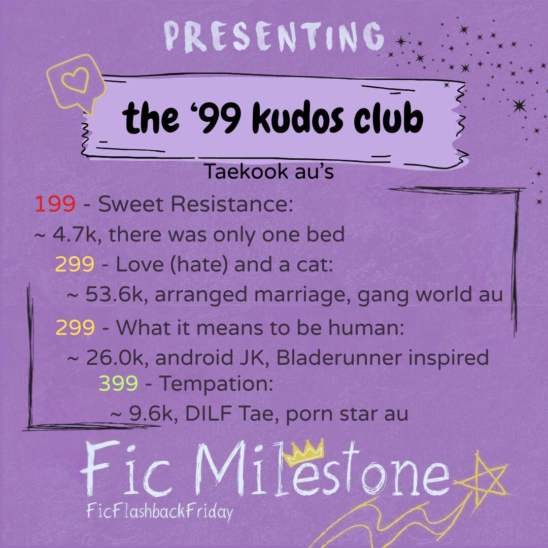 rellebean15's tweet photo. Sharing kudos milestone fics for #FicFlashbackFriday So grateful for all my readers😊💜
Sweet Resistance: https://t.co/2UE4XqG5MR
Love (hate) and a cat: https://t.co/dRI1dGr8y7
What it means to be human: https://t.co/6O8WVr82fg
Temptation: https://t.co/yXqKK5cUi3 https://t.co/iVBtMIIM8s