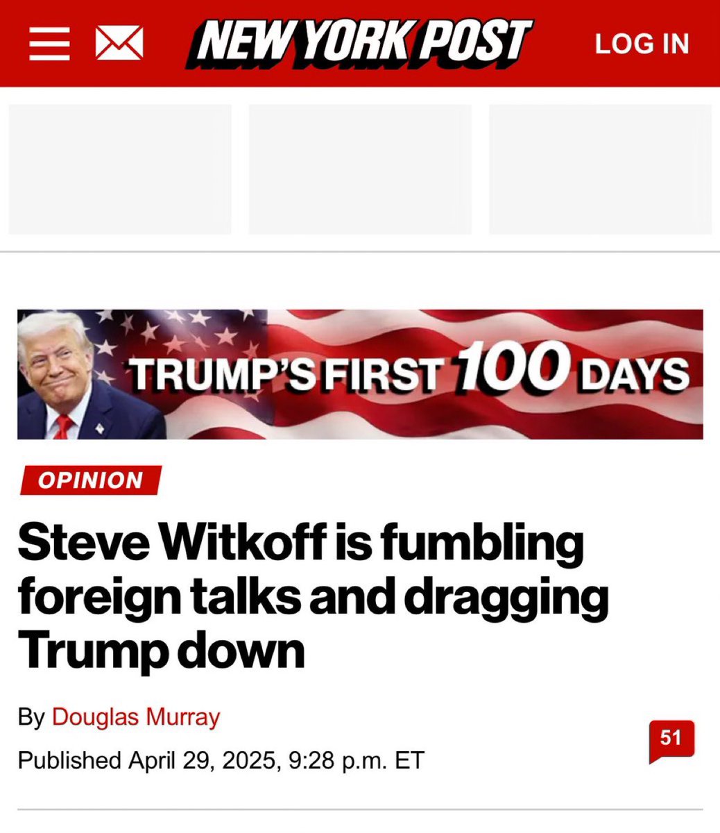 Laura Loomer (@lauraloomer) on Twitter photo .<a href="/DouglasKMurray/">Douglas Murray</a>’s recent attack on <a href="/SteveWitkoff/">Steve Witkoff</a> is completely inappropriate, unwarranted, and factually incorrect.
Steve Witkoff has done an amazing job as President Trump’s US Special Envoy to the Middle East.
Murray recently accused Witkoff of “fumbling foreign talks and .<a href="/DouglasKMurray/">Douglas Murray</a>’s recent attack on <a href="/SteveWitkoff/">Steve Witkoff</a> is completely inappropriate, unwarranted, and factually incorrect.
Steve Witkoff has done an amazing job as President Trump’s US Special Envoy to the Middle East.
Murray recently accused Witkoff of “fumbling foreign talks and