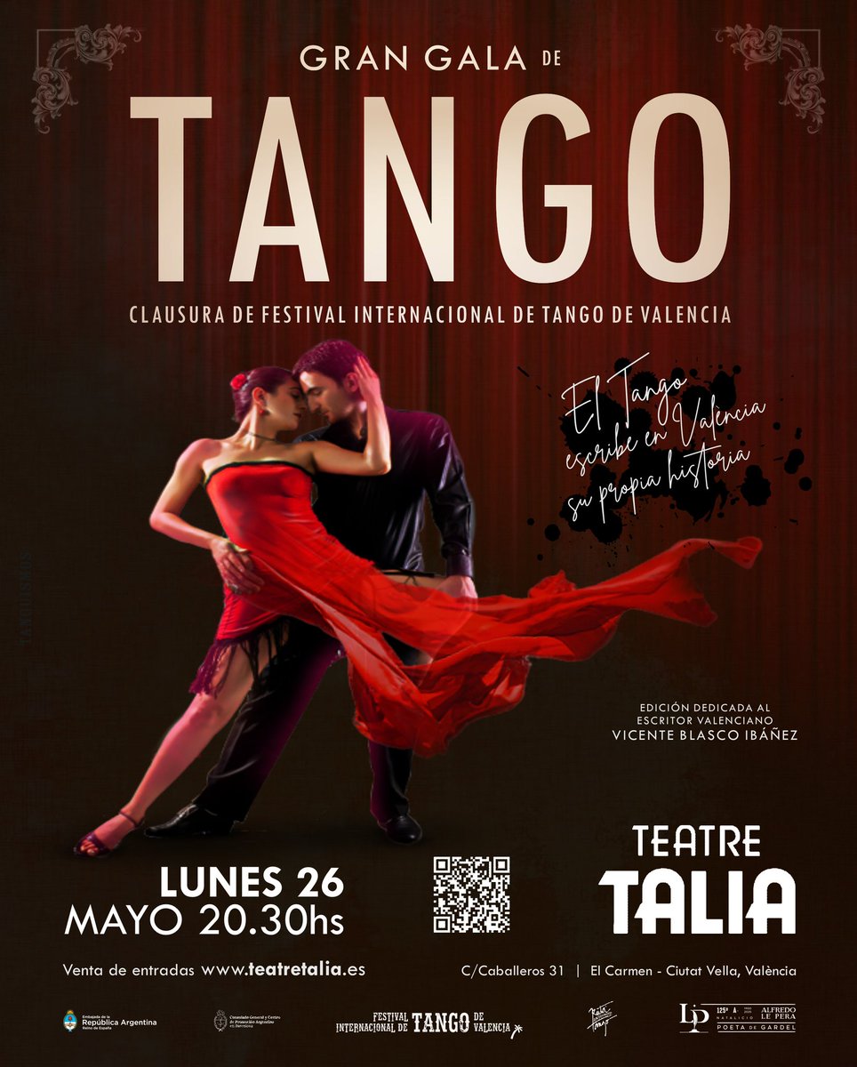 Todas las artes del Tango de la mano de talentosos artistas en otra velada inolvidable 

Gala clausura del Festival
Lunes 26 de Mayo 20:30 hs
<a href="/teatretalia/">Teatre Talia</a> 

+INFO y entradas anticipadas 

teatretalia.es/gran-gala-de-t…