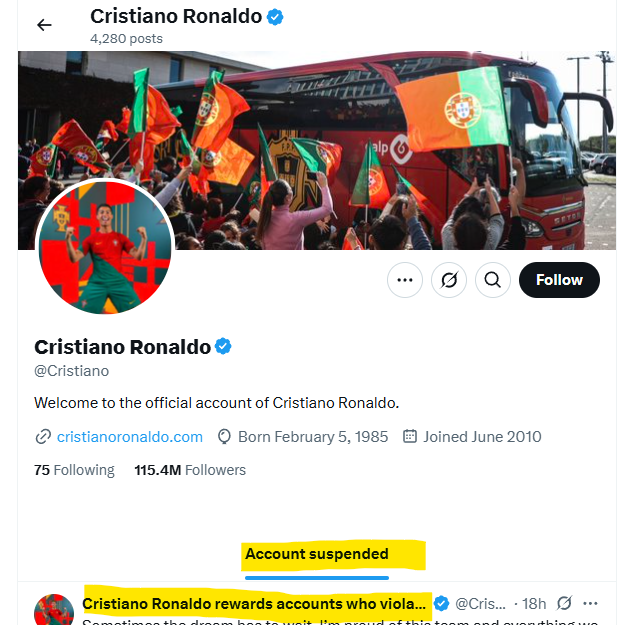 Some new parody accounts be like:
Follow me on my new account, my main one was suspended 🤣🤣🤣🤣