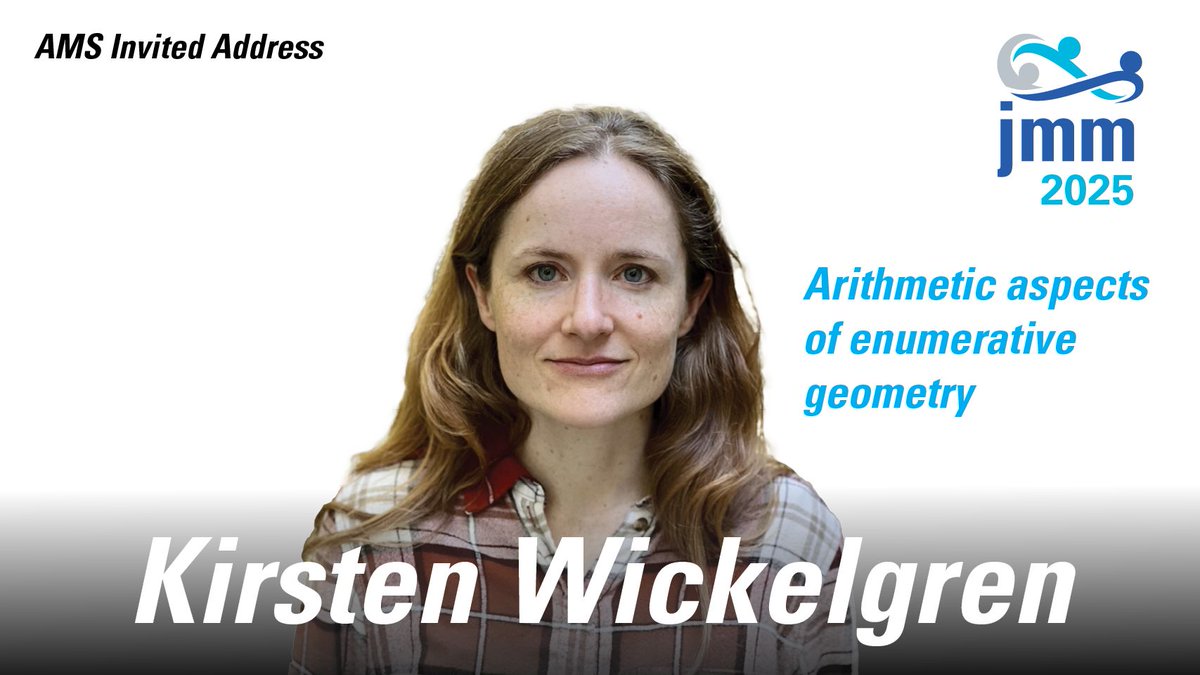Joint Mathematics Meetings (@jointmath) on Twitter photo Today’s video: Kirsten Wickelgren, Duke University, gives an <a href="/amermathsoc/">American Mathematical Society</a> Invited Address on “Arithmetic Aspects of Enumerative Geometry.” #JMM2025
Watch now: buff.ly/XTu3fqD Today’s video: Kirsten Wickelgren, Duke University, gives an <a href="/amermathsoc/">American Mathematical Society</a> Invited Address on “Arithmetic Aspects of Enumerative Geometry.” #JMM2025
Watch now: buff.ly/XTu3fqD