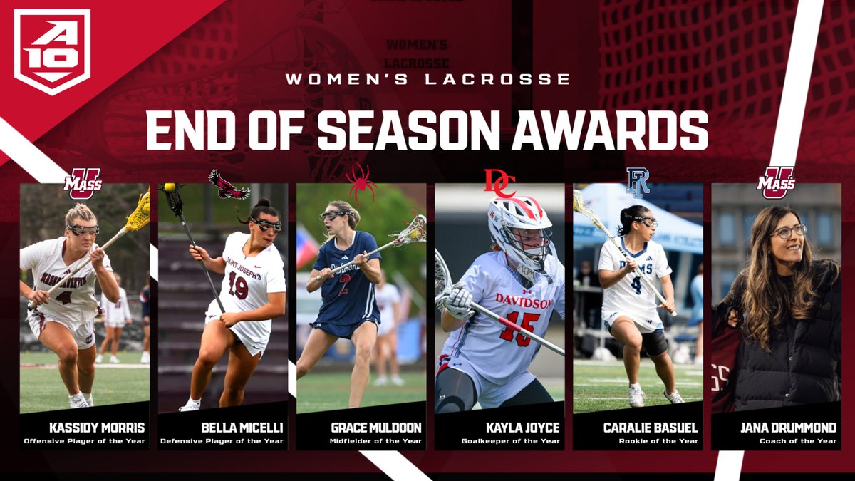 Atlantic 10 Conference (@atlantic10) on Twitter photo The #A10WLAX awards are here!
Major award winners:
Kassidy Morris & Jana Drummond <a href="/UMassLacrosse/">UMass Women's Lacrosse</a>
Bella Miceli <a href="/SJUHawks_WLax/">Saint Joseph's Women's Lacrosse</a>
Grace Muldoon <a href="/SpiderWLAX/">Richmond WLAX</a>
Kayla Joyce <a href="/DavidsonLax/">Davidson Lacrosse</a>
Caralie Basuel <a href="/RhodyWLAX/">Rhode Island Women's Lacrosse</a>
STORY: atlantic10.com/news/2025/5/1/โฆ The #A10WLAX awards are here!
Major award winners:
Kassidy Morris & Jana Drummond <a href="/UMassLacrosse/">UMass Women's Lacrosse</a>
Bella Miceli <a href="/SJUHawks_WLax/">Saint Joseph's Women's Lacrosse</a>
Grace Muldoon <a href="/SpiderWLAX/">Richmond WLAX</a>
Kayla Joyce <a href="/DavidsonLax/">Davidson Lacrosse</a>
Caralie Basuel <a href="/RhodyWLAX/">Rhode Island Women's Lacrosse</a>
STORY: atlantic10.com/news/2025/5/1/โฆ