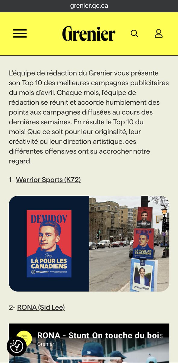Une idée, un travail d’équipe🤝🏾 et un engouement instantané. <a href="/WarriorHockey/">Warrior Hockey</a> 

grenier.qc.ca/actualites/486… 

#Habs