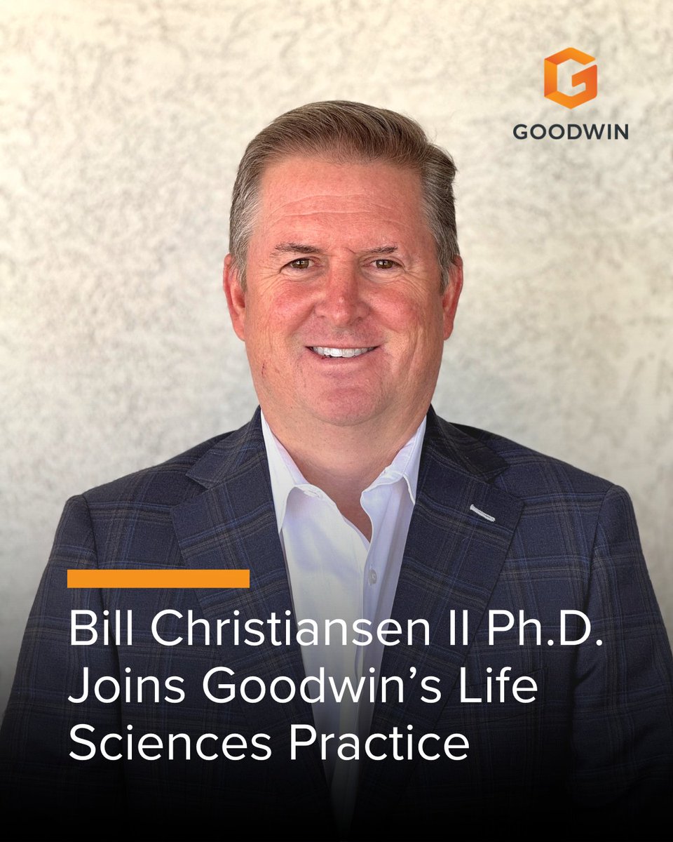 goodwinlaw's tweet photo. William ("Bill") T. Christiansen II Ph.D. has joined our #LifeSciences practice as a partner on the West Coast.

Bill advises biotechnology, pharmaceutical, and medical device companies, as well as universities, non-profit research institutions, and investors on intellectual property and market exclusivity strategies. He specializes in patent procurement, portfolio management, investment due diligence, early-stage company counseling, competitive patent analysis, and IP value creation.

Welcome, Bill! https://t.co/F45KBjOOzJ

#IntellectualProperty