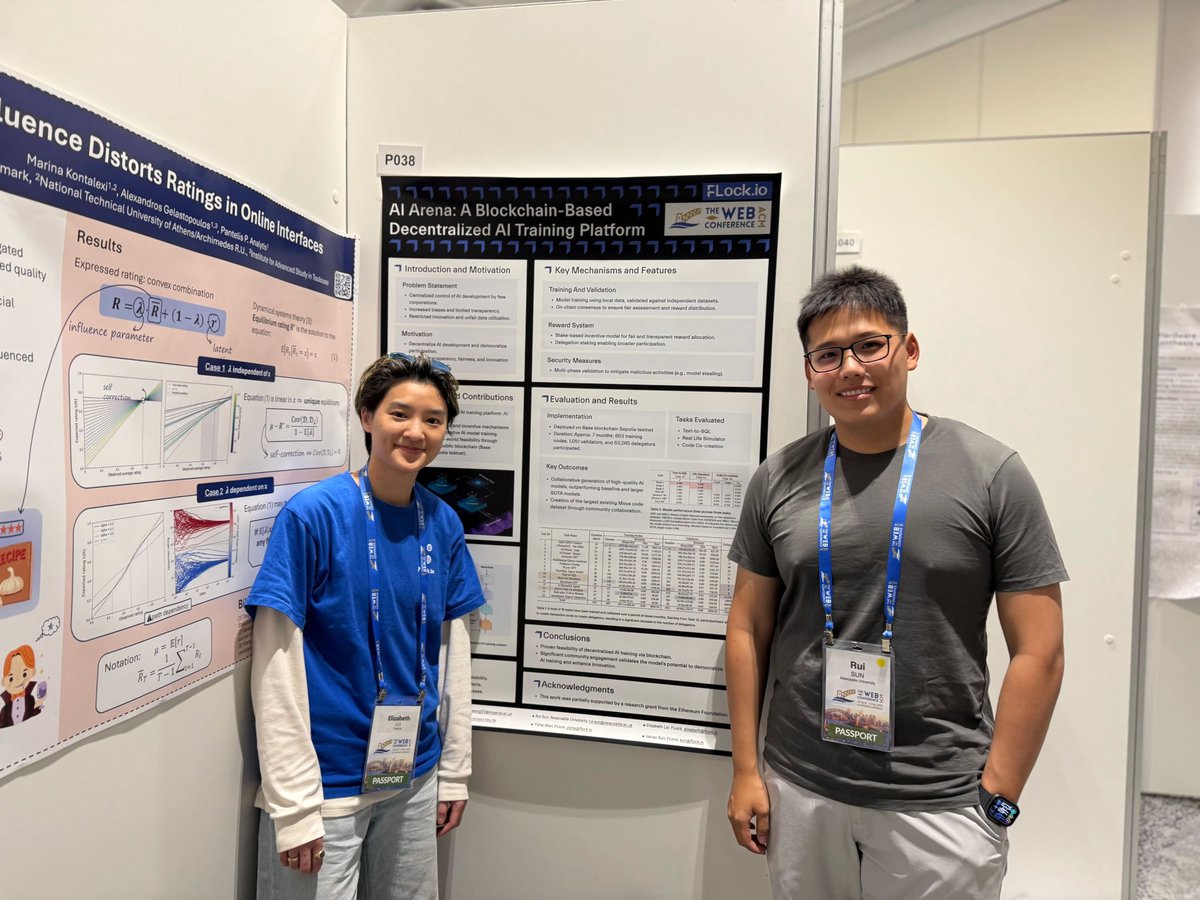 flock_io's tweet image. Today, FLock team presented AI Arena at The Web Conference 2025 (formerly WWW), the same stage where tech giants like Google first introduced their breakthroughs.
Being here is more than an honor. It’s a clear signal: the shift from Web2 AI to decentralized AI is real, and it’s…