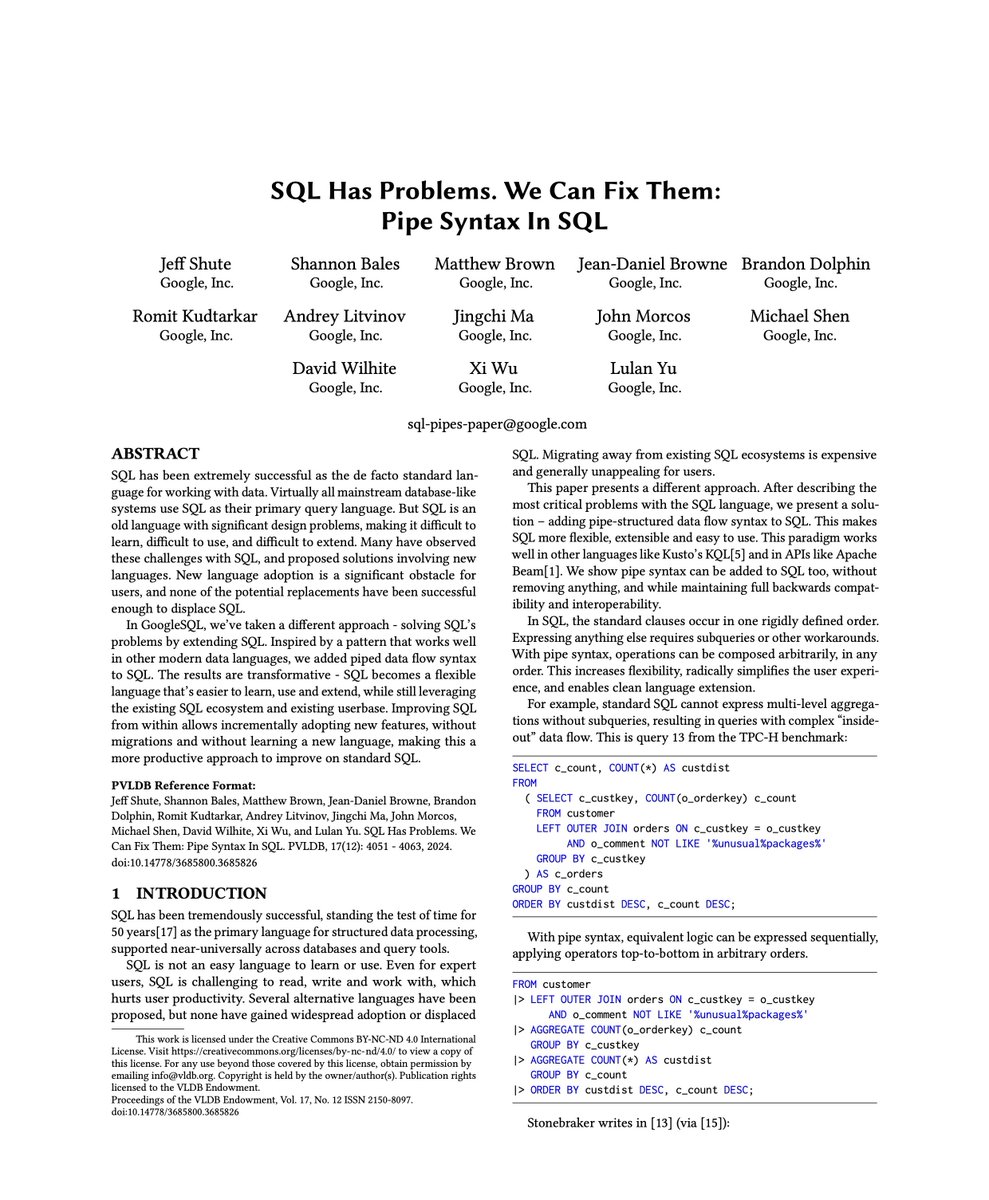 One of the notable attempts at improving SQL is Pipe syntax by Jeff Shute and team at Google. It is incremental (very much like Typescript to Javascript). It is easy to learn, read, and also to extend. 

The paper came out last year, already seeing increasing adoption