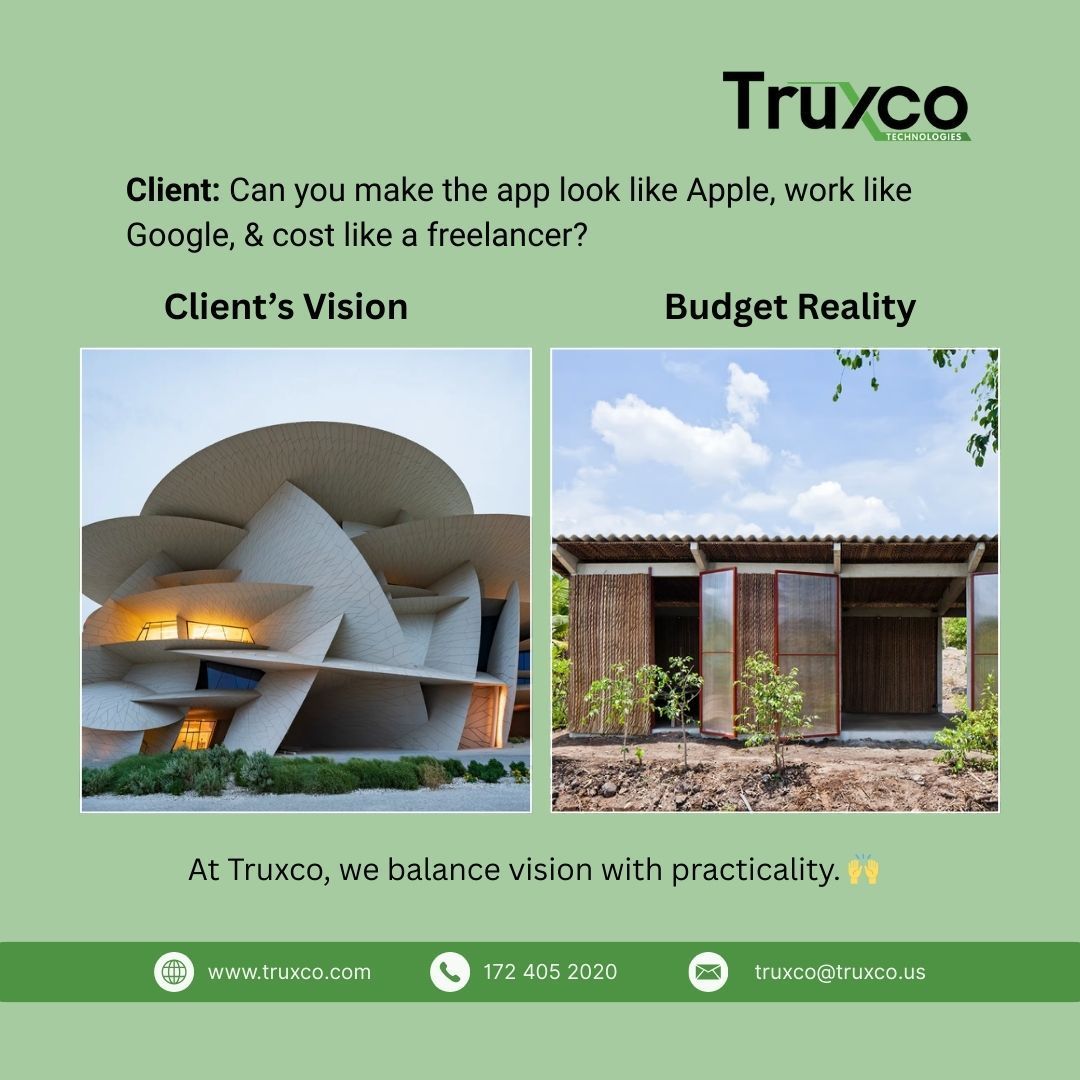 Truxco_it_tech's tweet photo. π§ Client Wishlists vs. Budget Realities
At Truxco, we turn bold asks into balanced outcomes.
π Because tech doesnβt have to break your budget to break boundaries.
#TechMeme #DevLife #TruxcoTech #ClientExpectations #SoftwareDevelopment https://t.co/gi4JTn1XOj