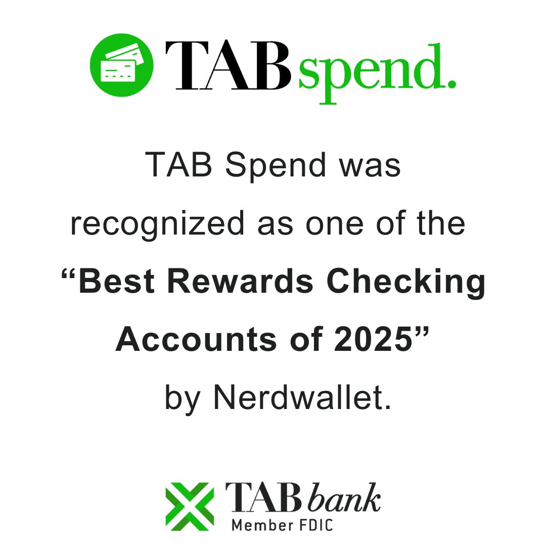 TAB Spend was recently named as one of the 9 best rewards checking accounts for 2025 by Nerdwallet! TAB Spend empowers our customers by helping them earn when they save and earn when they spend. Learn more: hubs.la/Q03kgpS50