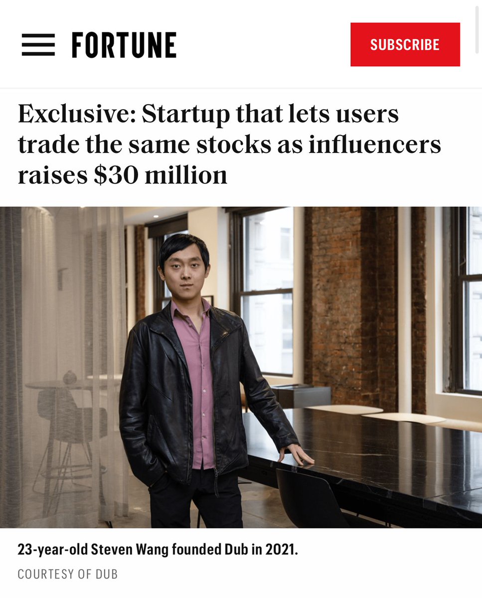 dub (@dubinvest) on Twitter photo <a href="/BillAckman/">Bill Ackman</a> <a href="/WarrenBuffett/">Warren Buffett</a> <a href="/TheRoaringKitty/">Roaring Kitty</a> <a href="/SpeakerPelosi/">Nancy Pelosi</a> <a href="/hanstung/">Hans Tung</a> <a href="/apartovi/">Ali Partovi</a> <a href="/suzannexie/">Suzanne Xie</a> Thank you to <a href="/FortuneMagazine/">FORTUNE</a> and <a href="/CatMcGrath5/">Catherine McGrath</a> for breaking this exclusive. And also <a href="/BusinessInsider/">Business Insider</a> and @arperelli for our featuring our deck & narrative on the finance x creator economy.
Fortune link here: fortune.com/article/copy-t…
Business insider link here: <a href="/BillAckman/">Bill Ackman</a> <a href="/WarrenBuffett/">Warren Buffett</a> <a href="/TheRoaringKitty/">Roaring Kitty</a> <a href="/SpeakerPelosi/">Nancy Pelosi</a> <a href="/hanstung/">Hans Tung</a> <a href="/apartovi/">Ali Partovi</a> <a href="/suzannexie/">Suzanne Xie</a> Thank you to <a href="/FortuneMagazine/">FORTUNE</a> and <a href="/CatMcGrath5/">Catherine McGrath</a> for breaking this exclusive. And also <a href="/BusinessInsider/">Business Insider</a> and @arperelli for our featuring our deck & narrative on the finance x creator economy.
Fortune link here: fortune.com/article/copy-t…
Business insider link here: