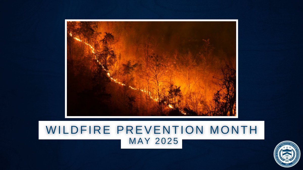 ATFHQ's tweet photo. May is Wildfire Awareness Month. Reckless handling of fire in dry forests or grasslands can ignite catastrophic wildfires. Follow local fire restrictions. Report suspicious activities that could lead to wildfires to local authorities. https://t.co/5GqEnbGSwl https://t.co/js2HuMG6D8