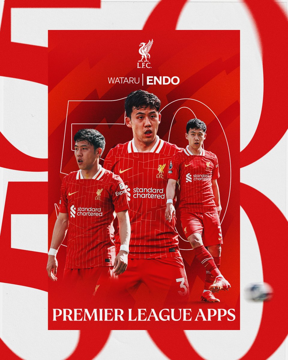 A special 50th Premier League appearance for <a href="/wataru0209/">遠藤 航 (Wataru Endo)</a> on Sunday 💫❤️