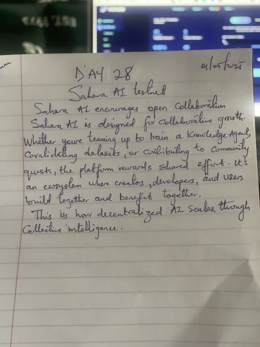 AAyanlere65420's tweet image. Sahara AI turns collaboration into currency. Build with others, grow together, get rewarded.
#SaharaAI #CollaborativeAI #Web3Community #BuildTogether
@SaharaLabsAI Gmgm