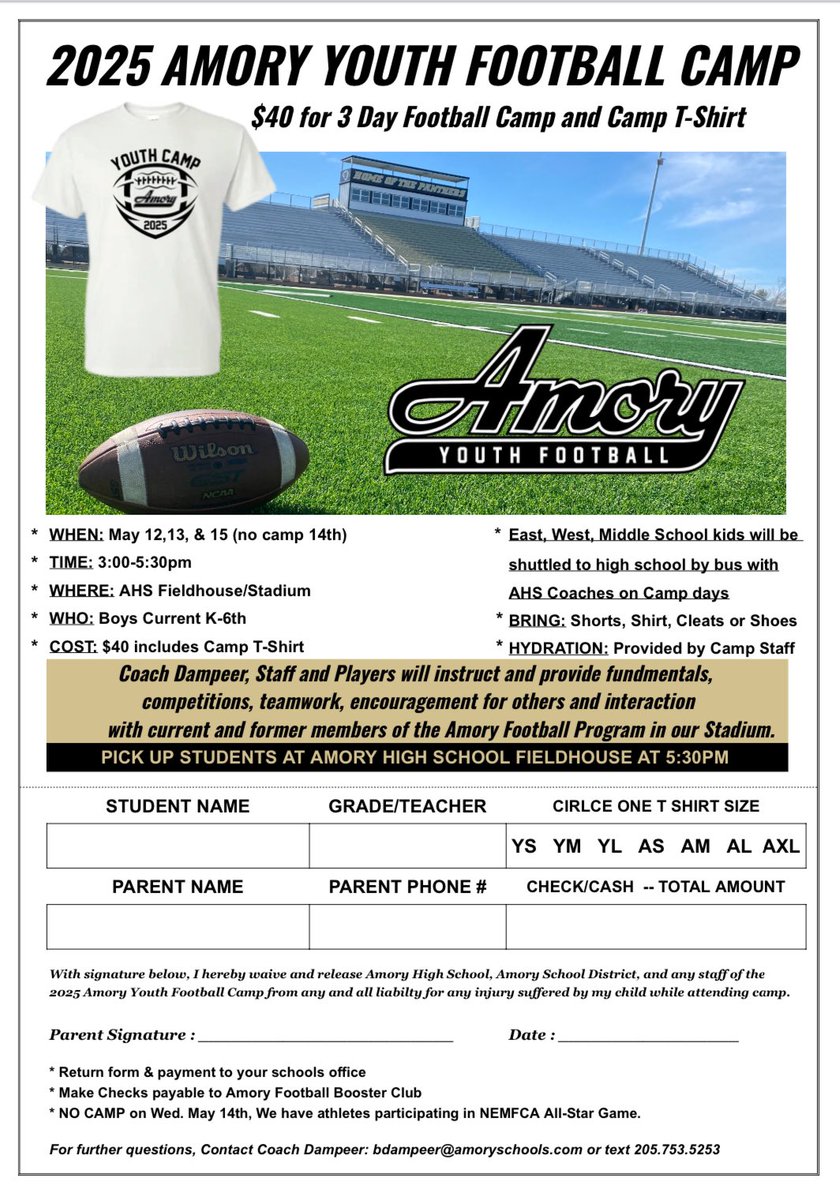 🔜 3-Day YOUTH 🏈 CAMP ⬇️