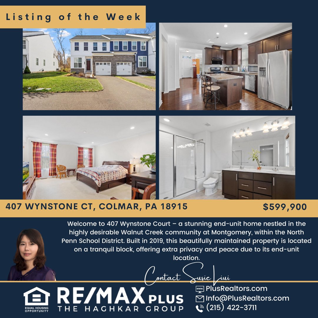 haghkar's tweet photo. 🏡 Listing of the Week: 407 Wynstone Court 🏡

Don’t miss this stunning end-unit townhome in the highly desirable Walnut Creek Community!

🛏 3 Bedrooms | 🛁 2.5 Bathrooms
📐 2,212 Sq Ft of modern living space
📍 Prime end-unit location for added privacy and natural light https://t.co/a5hBI1k0XC
