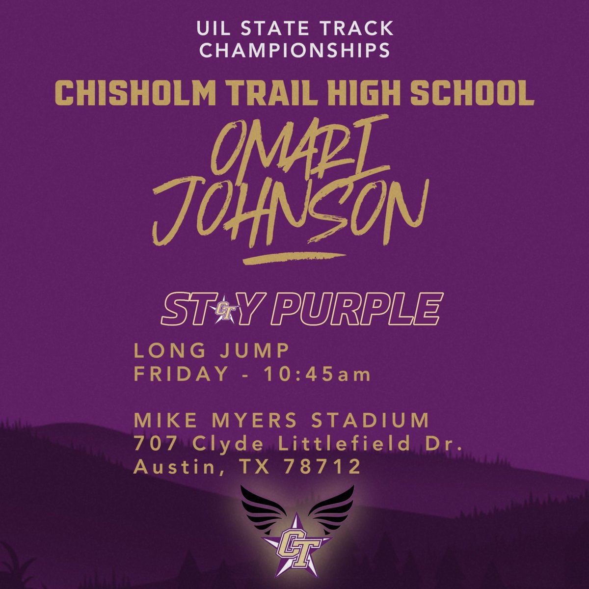 CTHSTrackField's tweet image. Let's Goooooo
Omari Johnson
🟣🟡🪖🐎🎖
#StayPurple
#RangersRide
#TTP #PTT #F4 #CTvsCT
@ChisholmTrailHS @emsisdathletics
@RicklanHolmes