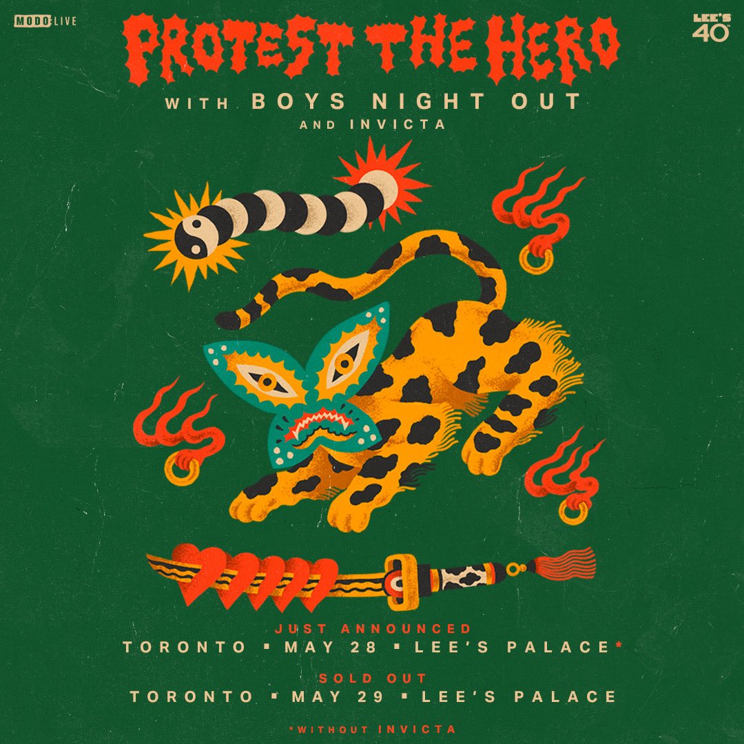 Protest The Hero (@protestthehero) on Twitter photo Toronto - our first show at <a href="/LeesPalaceTO/">Lee's Palace</a> has sold out, so we have added a second show on May 28th.
Tickets on sale now - bit.ly/ProtestTheHero⦠Toronto - our first show at <a href="/LeesPalaceTO/">Lee's Palace</a> has sold out, so we have added a second show on May 28th.
Tickets on sale now - bit.ly/ProtestTheHeroā¦