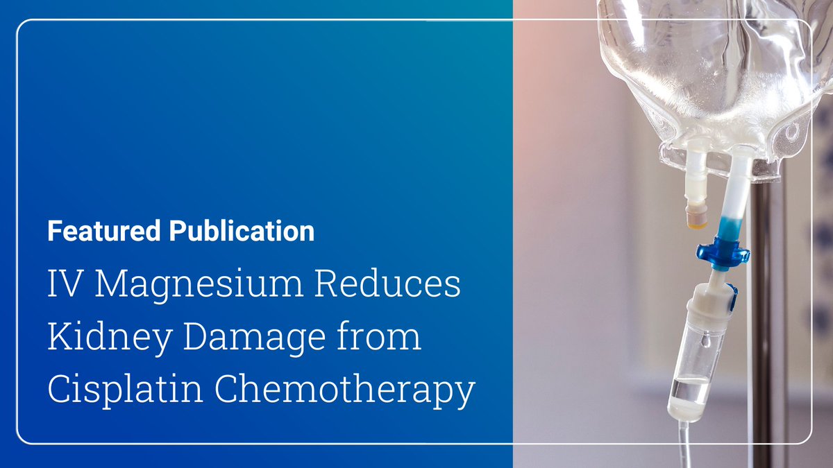 Mass General Brigham Research (@mgbresearchnews) on Twitter photo In a new study, researchers from <a href="/BWHKidney/">The Brigham Nephrology @harvardmed</a> and colleagues found that IV magnesium reduces kidney damage from cisplatin chemotherapy. The study was published in <a href="/JAMAOnc/">JAMA Oncology</a>.
Read more: massgeneralbrigham.org/en/about/newsr… <a href="/ShrutiGkidney/">Shruti Gupta</a> <a href="/DavidLeaf9/">David Leaf</a> In a new study, researchers from <a href="/BWHKidney/">The Brigham Nephrology @harvardmed</a> and colleagues found that IV magnesium reduces kidney damage from cisplatin chemotherapy. The study was published in <a href="/JAMAOnc/">JAMA Oncology</a>.
Read more: massgeneralbrigham.org/en/about/newsr… <a href="/ShrutiGkidney/">Shruti Gupta</a> <a href="/DavidLeaf9/">David Leaf</a>