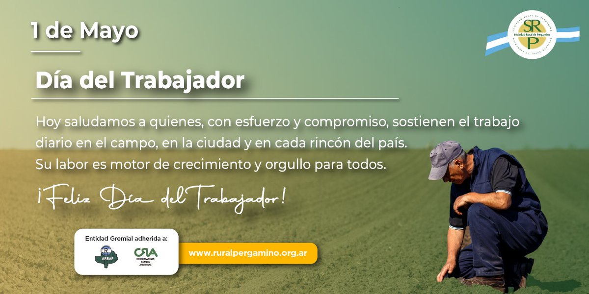 𝟏 𝐝𝐞 𝐌𝐚𝐲𝐨 | 𝐃𝐢́𝐚 𝐝𝐞𝐥 𝐓𝐫𝐚𝐛𝐚𝐣𝐚𝐝𝐨𝐫

Saludamos a quienes, con esfuerzo y compromiso, sostienen el trabajo diario en el campo, en la ciudad y en cada rincón del país. Su labor es motor de crecimiento y orgullo.

¡𝐅𝐞𝐥𝐢𝐳 𝐃𝐢́𝐚 𝐝𝐞𝐥 𝐓𝐫𝐚𝐛𝐚𝐣𝐚𝐝𝐨𝐫!