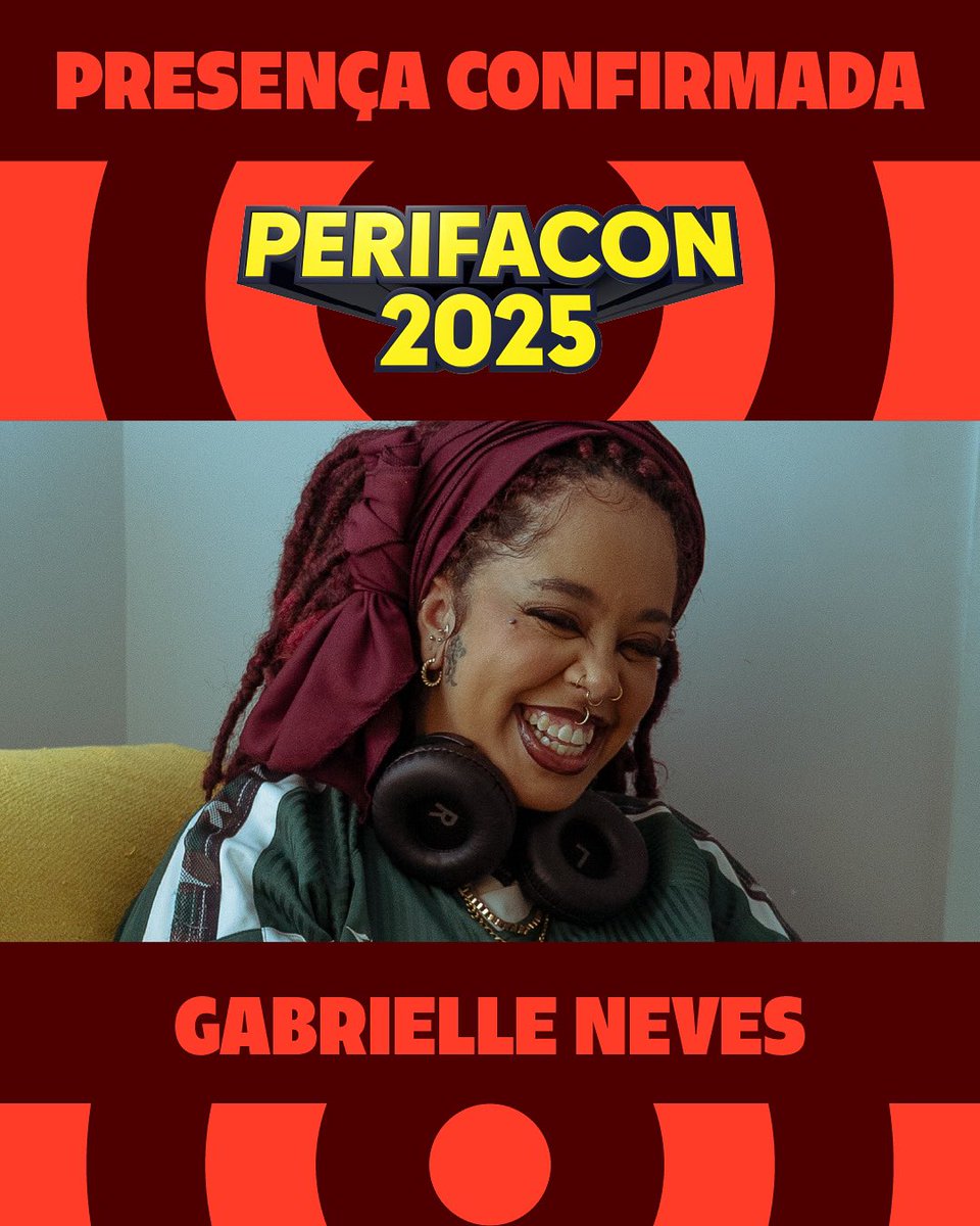Gabrielle Neves na PerifaCon 2025! 🤩
jornalista cultural com uma escrita que atravessa mídias, ela transforma palavras em pontes entre mundos.Já colaborou com Spotify e Afropunk.

📍 26 e 27 de julho
📌Fábrica de Cultura Jardim São Luís 
#perifacon2025  Foto: Julya Maria