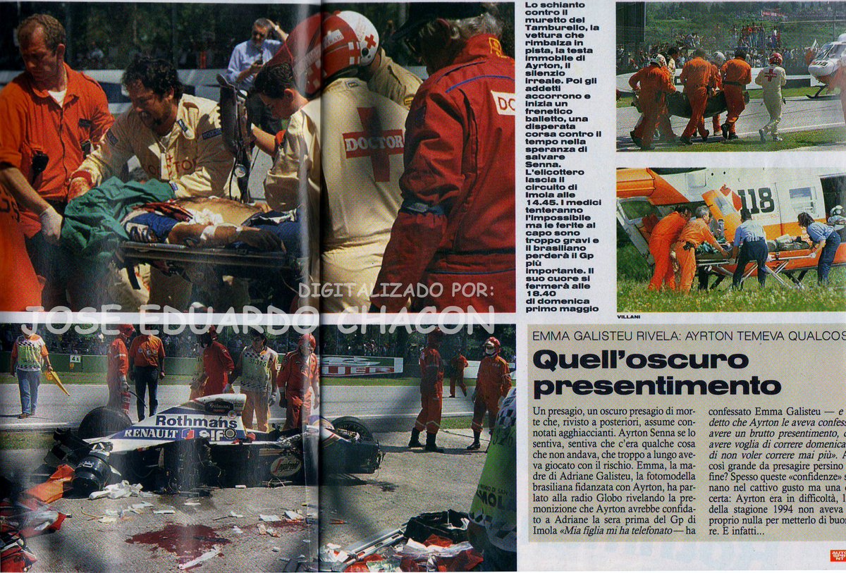 Tal día como hoy 1ro de Mayo, hace 31 años, falleció el mejor piloto de la historia de la Formula 1: 
Ayrton Senna

Imágenes históricas de ese día (que pocas veces se han visto en redes) cortesía de la revista Auto Sprint.