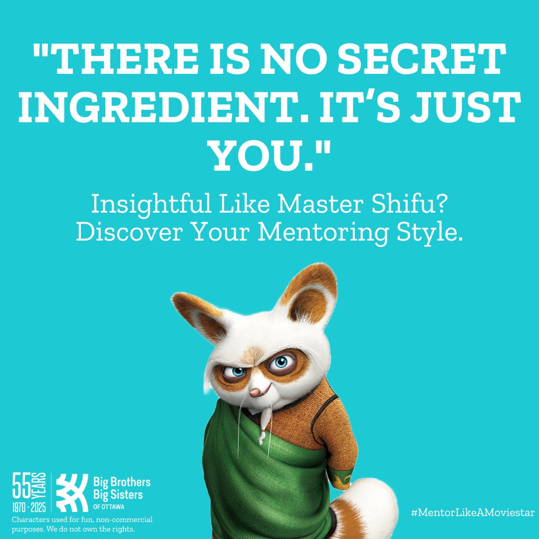 🎥Ready to guide and inspire like a legendary movie mentor?

Take our quiz to discover your mentoring style and learn how you can best support and empower a youth in Ottawa on their journey!

⭐Take the Quiz! &gt;
quiz.tryinteract.com/#/67f4032f52dd…

#MentorLikeAMoviestar #BBBSO