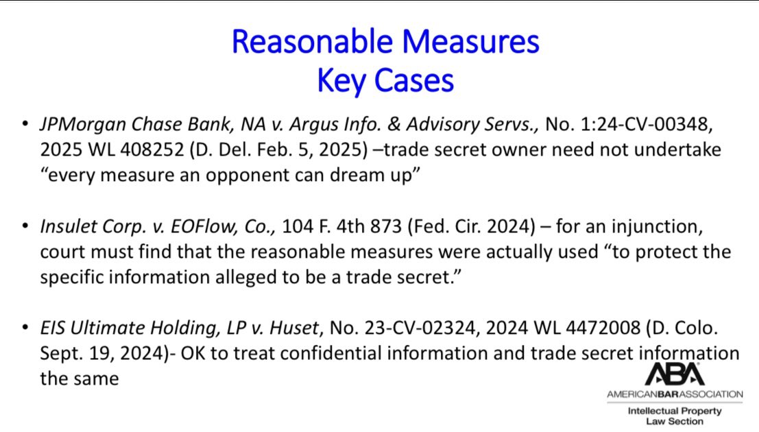 Mindy Morton takes us through recent/ongoing cases that set reasonable measures of what qualifies as a trademark secret 🤫 

#IPLSpring25