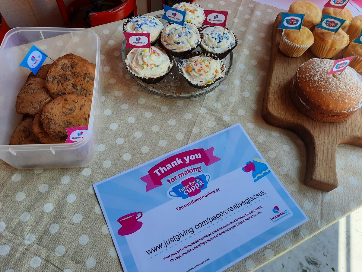 CreativeGlassGB's tweet photo. We've had a fantastic morning here at Creative Glass raising money for @DementiaUK Thank you all so much for your kind donations. If you're in the area, we have a few slices of cake left. Pop by and see us 😁 #charity #dementia #cakes https://t.co/yWiV13pS0I